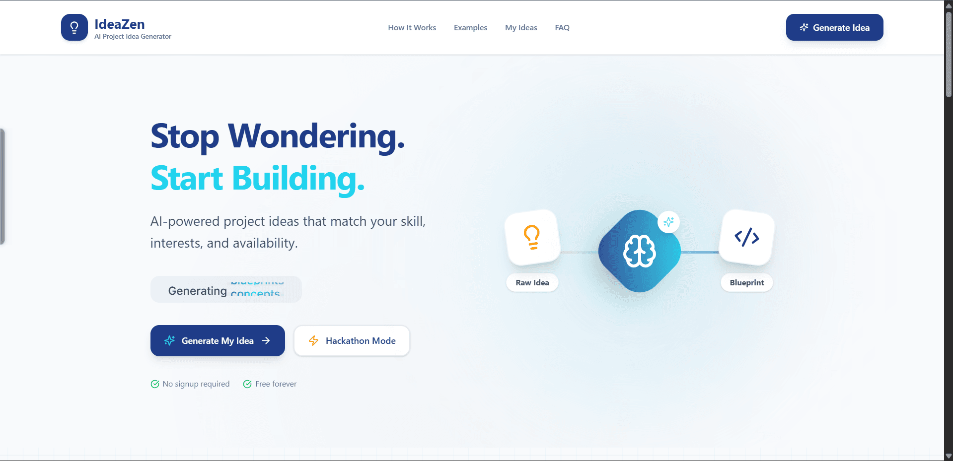 IdeaZen — AI Project Idea Generator